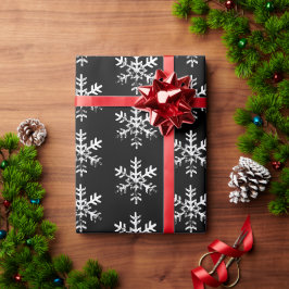 Rustieke witte sneeuwvlok in distressed zwart Holi Cadeaupapier