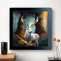 Rustieke Witte Stag Waterverf