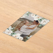 Rustieke Witte Waterverf Bloemen Fotobruiloft Acryl Uitnodigingen (Laagn)