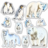 Rustieke Witte Waterverf Dieren Vinyl Stickers (Voorkant)