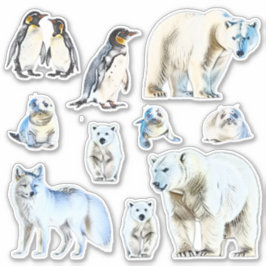 Rustieke Witte Waterverf Dieren Vinyl Stickers