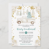 Rustieke Witte Winter Truck Bruidsdouche Kaart (Voorkant)