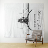 Rustieke witte zwarte western koe doodshoofd achte wandkleed (In Situ (horizontaal))