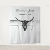 Rustieke witte zwarte western koe doodshoofd achte wandkleed (Voorkant)