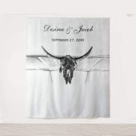 Rustieke witte zwarte western koe doodshoofd achte wandkleed