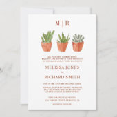 Rustieke woestijn cactus terracotta potten bruilof kaart (Voorkant)