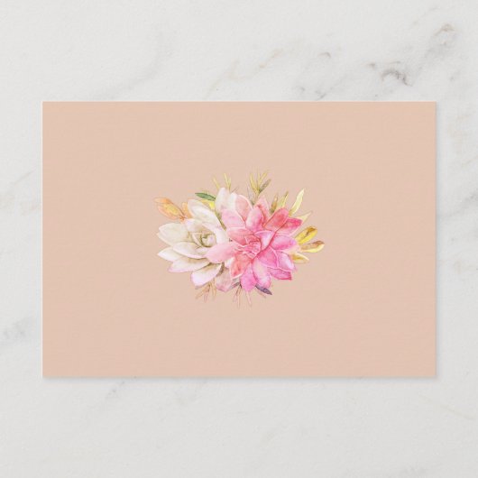 Rustieke woestijn Succulent Bruiloft Receptie Info Informatiekaartje (Achterkant)