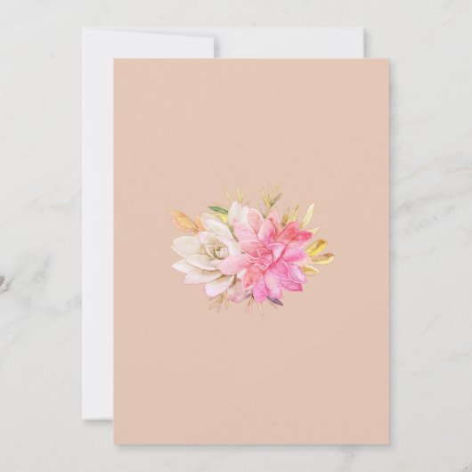 Rustieke woestijn vetplanten bruiloft uitnodiginge kaart (Achterkant)