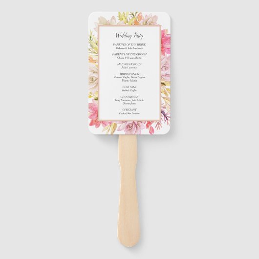 Rustieke woestijn vetplanten trouwceremonie progra handwaaier (Achterkant)