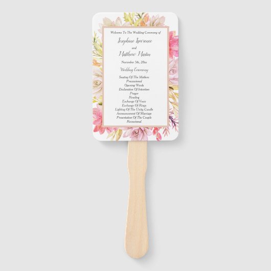 Rustieke woestijn vetplanten trouwceremonie progra handwaaier (Voorkant)