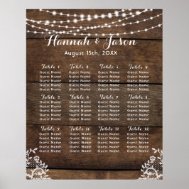 Rustieke Wood and Lace Country Weeding Zitkaart Poster