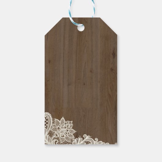 Rustieke Wood and Lace Gift Labels Cadeaulabel (Achterkant)