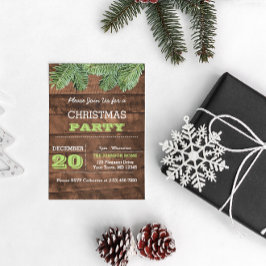 Rustieke Wood and Pine Branch Vakantie uitnodiging