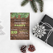 Rustieke Wood and Pine Branch Vakantie uitnodiging