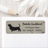 Rustieke Wood Basset Hound Waterverf Silhouet Etiket (Insitu)