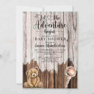 Rustieke Wood Boy Baby Adventure begint met douche Kaart