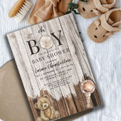 Rustieke Wood Boy Baby shower Invitation Kaart