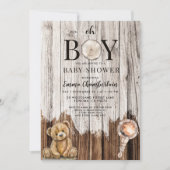 Rustieke Wood Boy Baby shower Invitation Kaart (Voorkant)