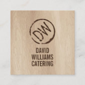 Rustieke Wood-Burned Gestempeld Monogram voor Cate Vierkante Visitekaartje (Voorkant)