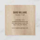 Rustieke Wood-Burned Gestempeld Monogram voor Cate Vierkante Visitekaartje (Achterkant)