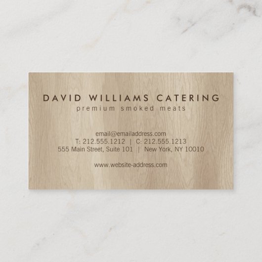 Rustieke Wood-Burned Gestempeld Monogram voor Cate Visitekaartje (Achterkant)