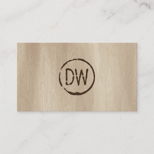 Rustieke Wood-Burned Gestempeld Monogram voor Cate Visitekaartje (Voorkant)