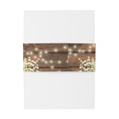 Rustieke Wood Chic Baby's Breath & String Lights Uitnodigingen Wikkel (Achterkant Voorbeeld)