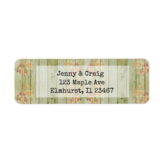 Rustieke Wood Coral Roos retour adreslabels Etiket (Voorkant)