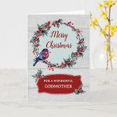 Rustieke Wood Godmother Vrolijk Kerstfeest Kaart (Gele Bloem)