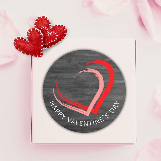 Rustieke Wood Happy Valentijn`s dag twee harten Ronde Sticker