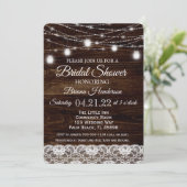 Rustieke Wood & Lace Mason Jar Lights Vrijgezellen Kaart (Staand voorkant)