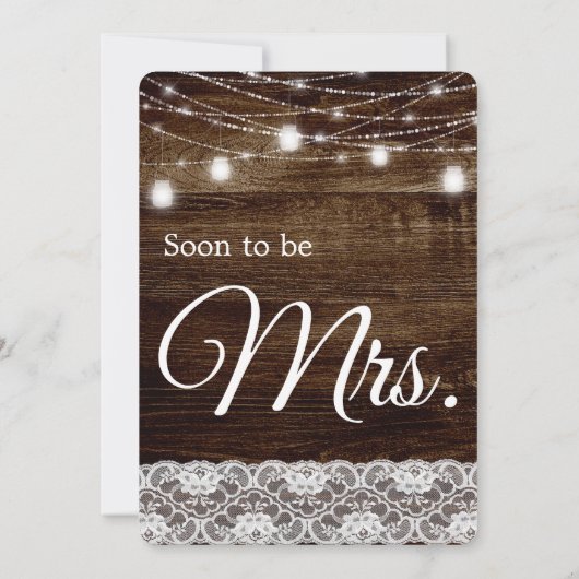 Rustieke Wood & Lace Mason Jar Lights Vrijgezellen Kaart (Achterkant)