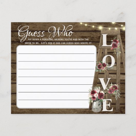 Rustieke Wood Lights Raad eens wie spel Flyer (Voorkant)