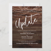 Rustieke Wood & Lights Uitgestelde bruiloft Update Kaart (Voorkant)