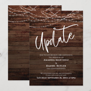Rustieke Wood & Lights Uitgestelde bruiloft Update Kaart