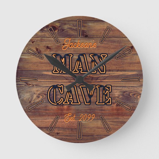 Rustieke Wood Look Wandklok voor Man Cave (Voorkant)