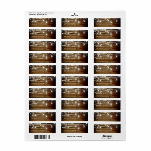 Rustieke Wood Mason Jar Adresetiketten Etiket (Full Sheet)