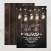 Rustieke Wood Mason Jar repetitie diner uitnodigin Kaart (Voorkant / Achterkant)