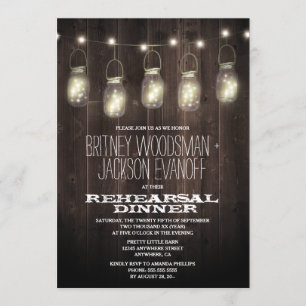 Rustieke Wood Mason Jar repetitie diner uitnodigin Kaart