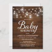 Rustieke Wood Mason Jars en Lights Baby shower Kaart (Voorkant)