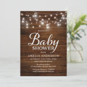 Rustieke Wood Mason Jars en Lights Baby shower Kaart (Staand voorkant)