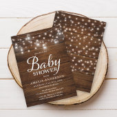 Rustieke Wood Mason Jars en Lights Baby shower Kaart