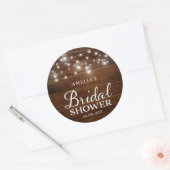 Rustieke Wood Mason Jars en Lights Vrijgezellenfee Ronde Sticker (Envelop)