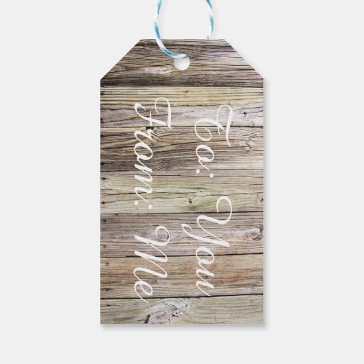 Rustieke Wood Monogrammed Gift Labels Cadeaulabel (Achterkant)