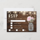 Rustieke Wood Peony Floral Mason RSVP-maaltijd Kaart (Voorkant)
