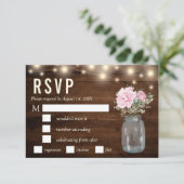 Rustieke Wood Peony Floral Mason RSVP-maaltijd Kaart (Staand voorkant)