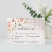 Rustieke Wood & Romantische Rozen Shabby Chic RSVP Kaart (Staand voorkant)