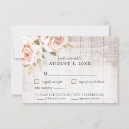 Rustieke Wood & Romantische Rozen Shabby Chic RSVP Kaart