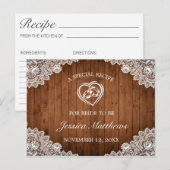 Rustieke Wood & White Lace Vrijgezellenfeest Recep Briefkaart (Voorkant / Achterkant)