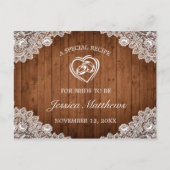 Rustieke Wood & White Lace Vrijgezellenfeest Recep Briefkaart (Voorkant)